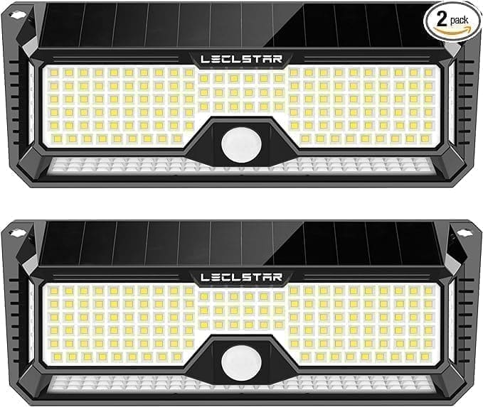 Two solar lights are shown side by side.