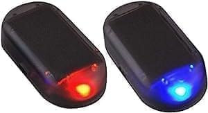 A pair of black lights with red and blue light.