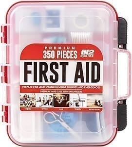 A first aid kit with 3 5 0 pieces in it.