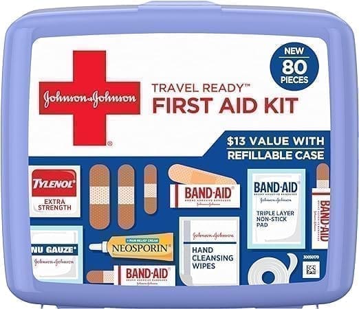 A box of johnson and johnson first aid kit.