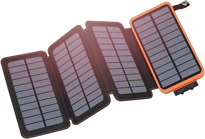 A solar panel is shown with two batteries.