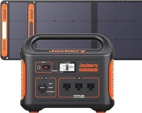 A portable power station with an external battery pack.