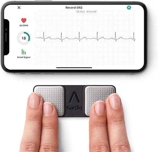 A person is holding an ekg on their phone.