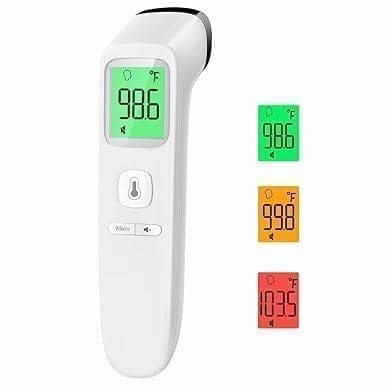 A thermometer is shown with three different colors.